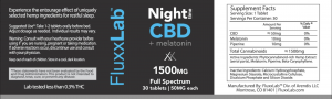 CBD with Melatonin Night Time. Side Label